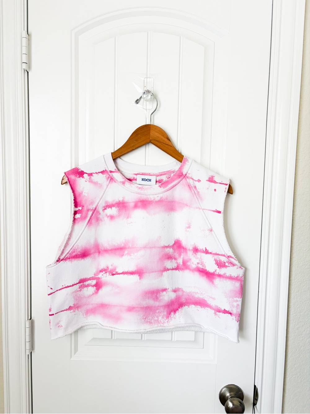 Koch Cali Crop Top Tie Dye Pink White Size Medium
